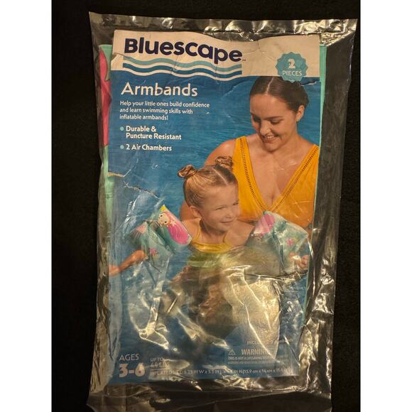 Bluescape Kids Inflatable Swim Armbands Mermaid, 2-Piece New in Bag - Picture 1 of 4